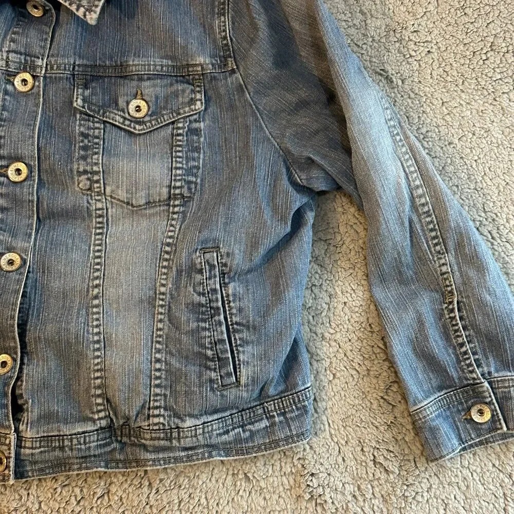Merona Faded Denim Jean Jacket Womans Size 20/22 W With Pockets outdoorwear - Picture 7 of 15